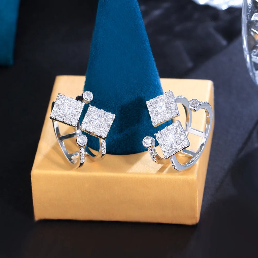 RingsOpen Cuff Geometric Sqaure Rings R283 - WS JewelleryRing