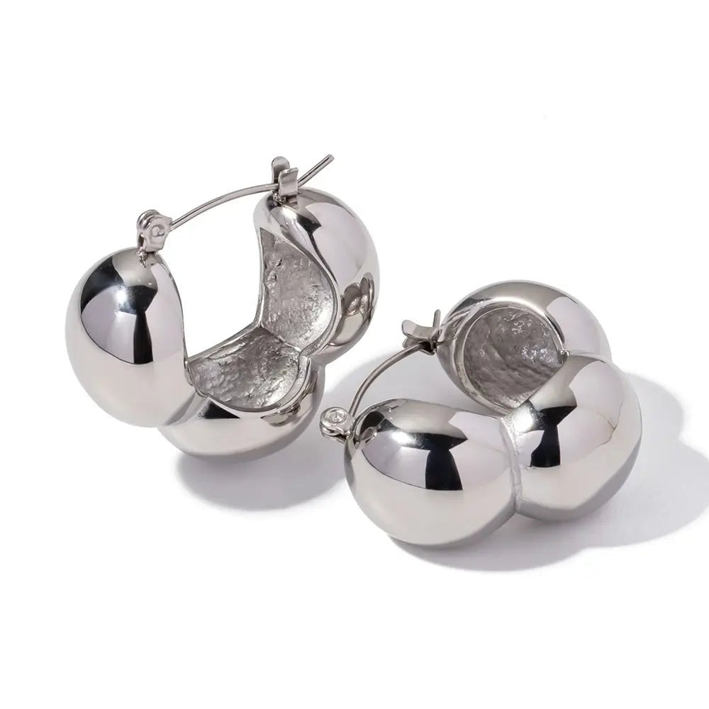 Oval Geometric 18K GP Stainless Steel Waterproof Texture Stud Earrings - WS JewelleryStainless Steel
