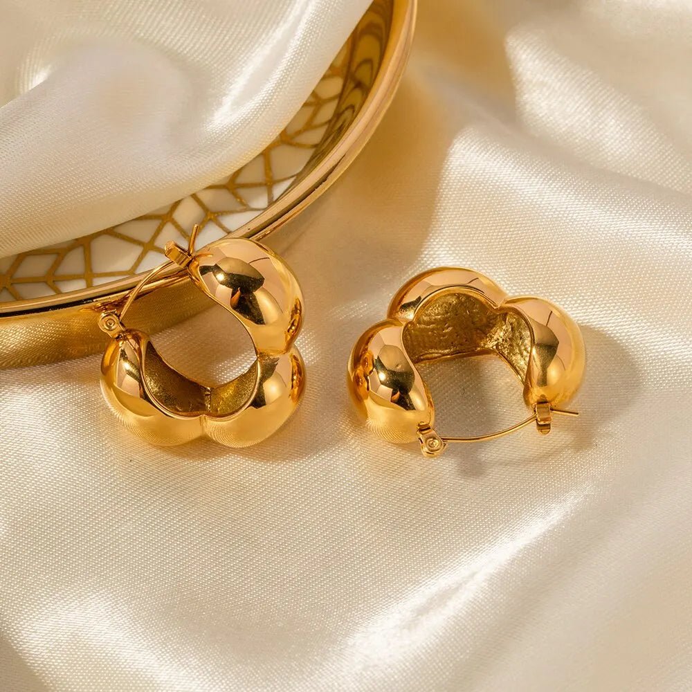 Oval Geometric 18K GP Stainless Steel Waterproof Texture Stud Earrings - WS JewelleryStainless Steel