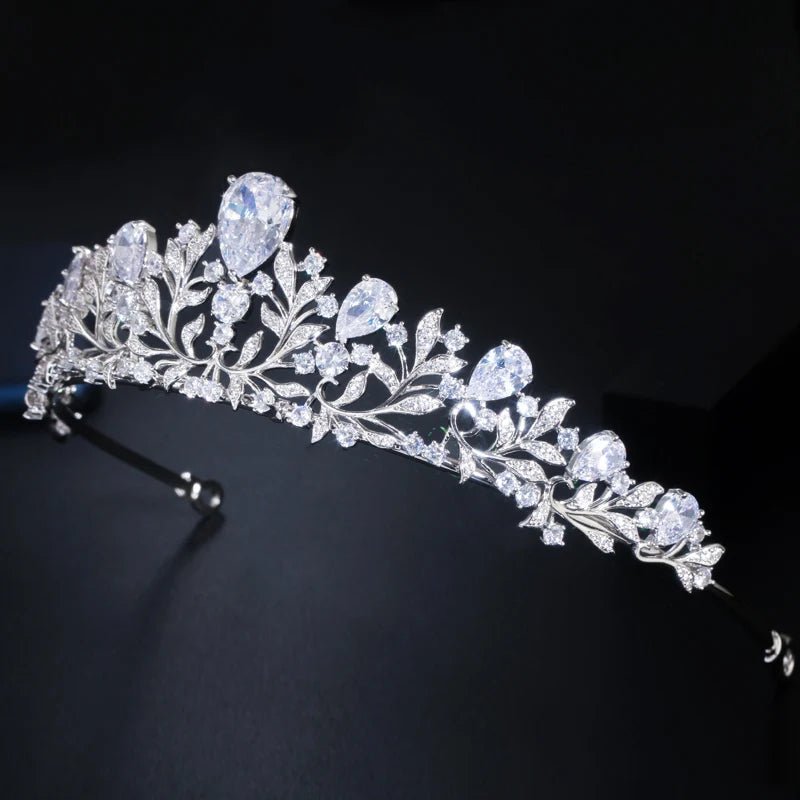 TiarasPear Cut Leaf Princess Tiaras A026 - WS JewelleryBridal TiaraHair AccessoriesQueen Tiara