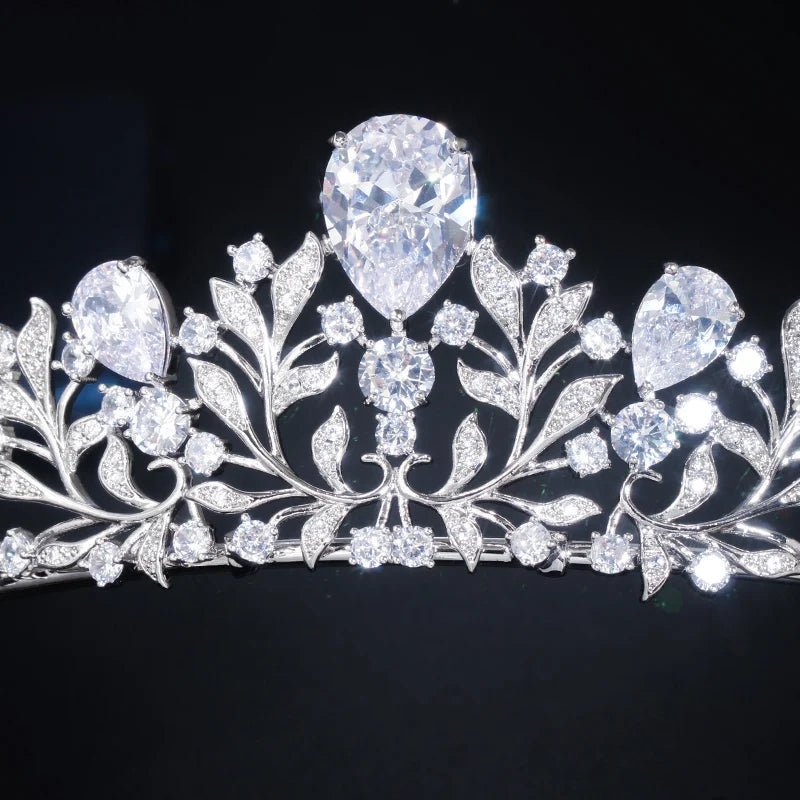 TiarasPear Cut Leaf Princess Tiaras A026 - WS JewelleryBridal TiaraHair AccessoriesQueen Tiara