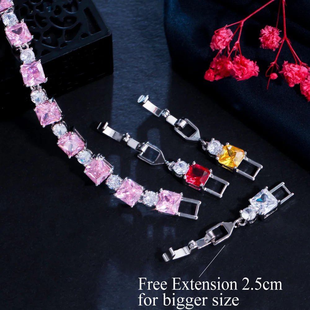 BraceletsPink Cube Tennis Chain Bracelet CB276 - WS JewelleryBraceletTennis Bracelet