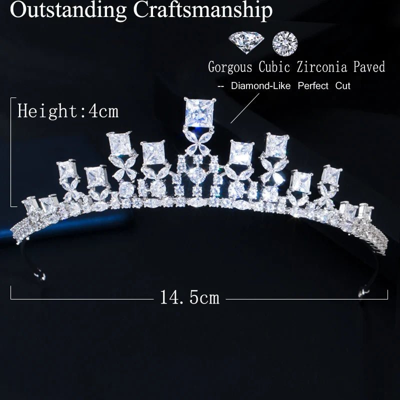 TiarasPrincess Cut Wedding Crown Tiara A018 - WS JewelleryBridal TiaraHair AccessoriesQueen Tiara