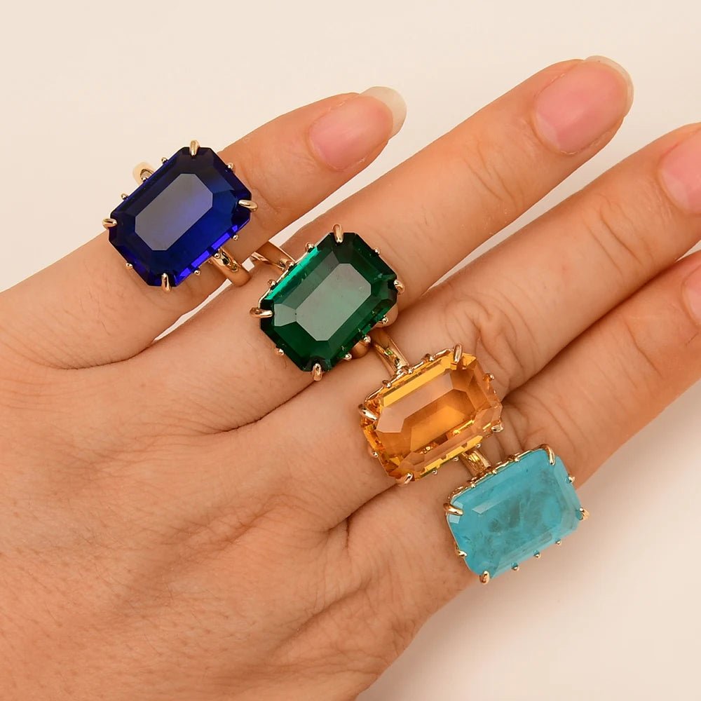 RingsRectangle Crystal Quartz Adjustable Ring - WS JewelleryNatural Stone ColelctionQuartz Ring