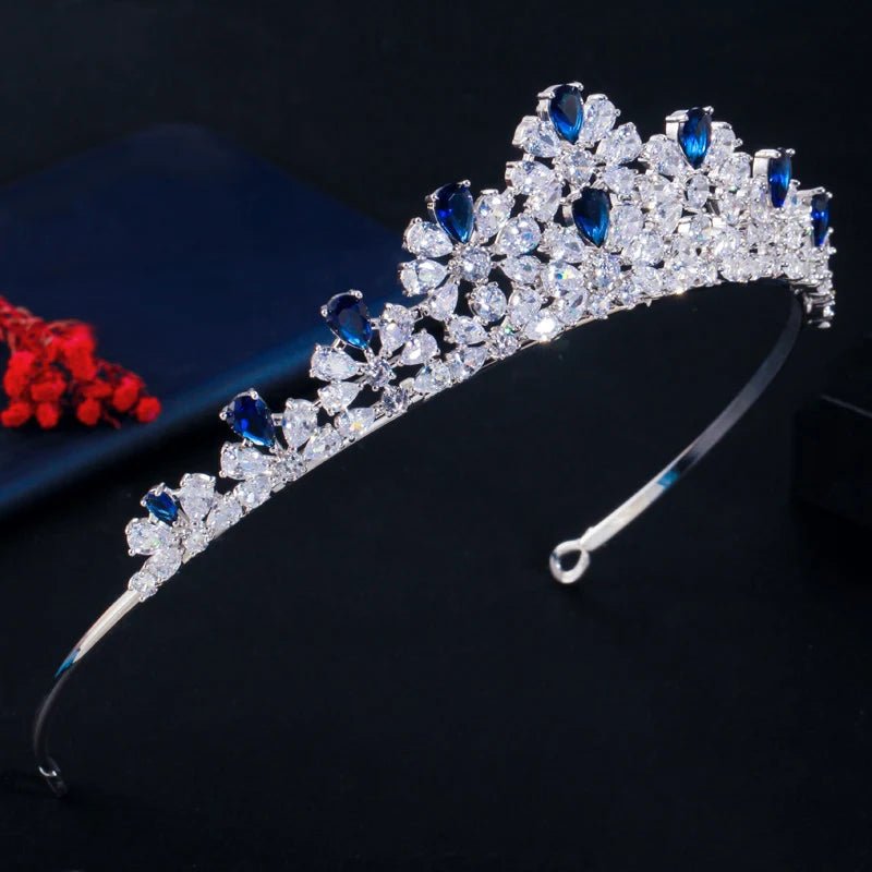 TiarasRoyal Blue Flower Crown Tiara A027 - WS JewelleryBridal TiaraHair AccessoriesQueen Tiara