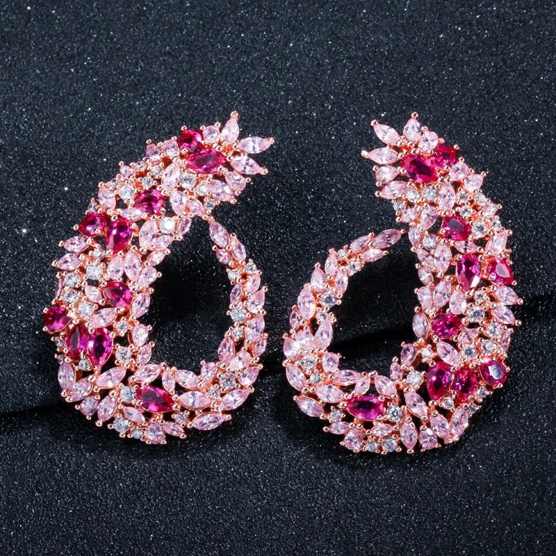 EarringsSilver Flower Hoop Earrings CZ416 - WS JewelleryBridal EarringEarringLuxury Earring