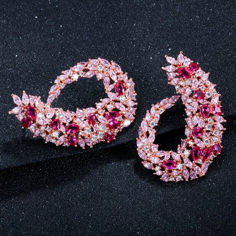EarringsSilver Flower Hoop Earrings CZ416 - WS JewelleryBridal EarringEarringLuxury Earring