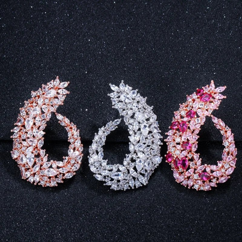EarringsSilver Flower Hoop Earrings CZ416 - WS JewelleryBridal EarringEarringLuxury Earring