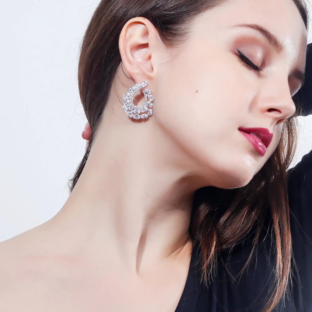 EarringsSparkling White Oval Stud Earrings CZ355 - WS JewelleryBridal EarringEarringLuxury Earring