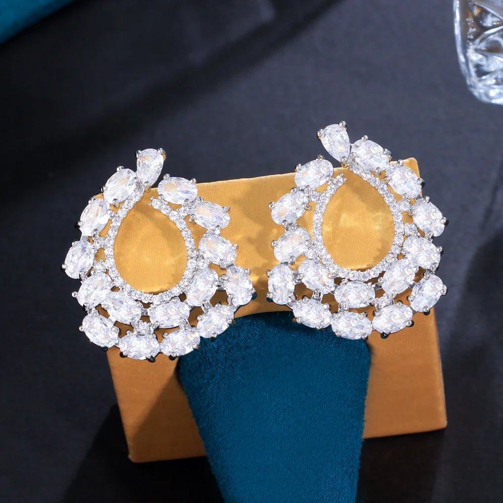 EarringsSparkling White Oval Stud Earrings CZ355 - WS JewelleryBridal EarringEarringLuxury Earring