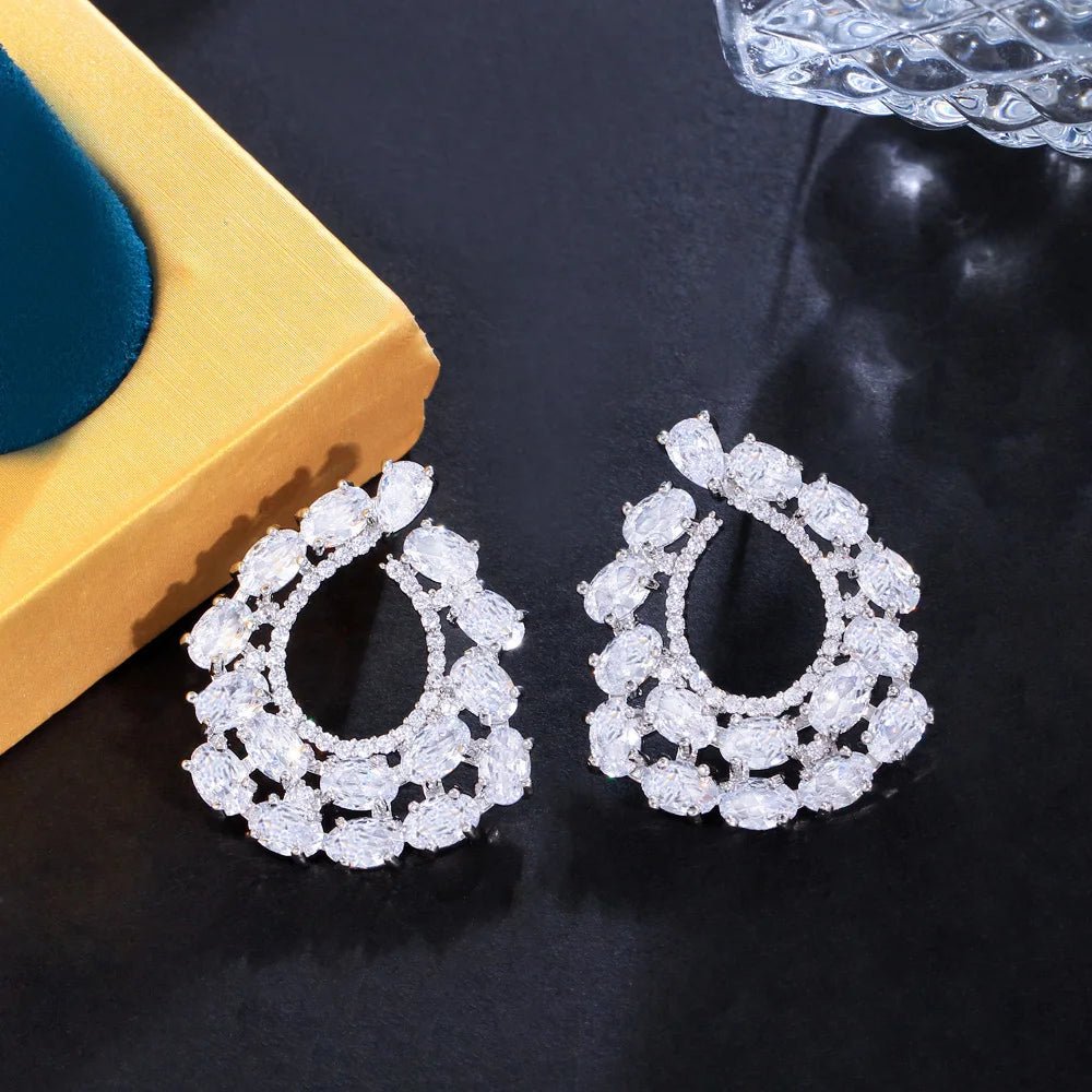 EarringsSparkling White Oval Stud Earrings CZ355 - WS JewelleryBridal EarringEarringLuxury Earring