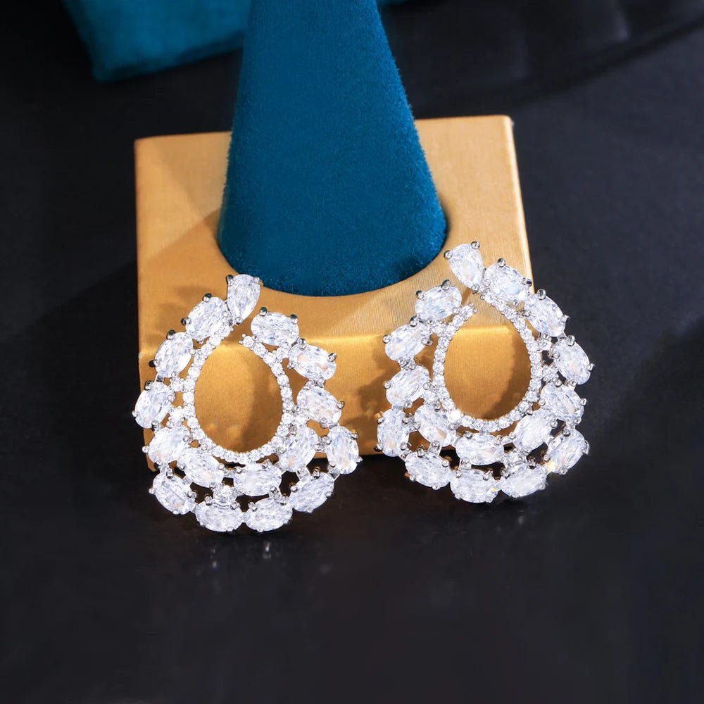 EarringsSparkling White Oval Stud Earrings CZ355 - WS JewelleryBridal EarringEarringLuxury Earring