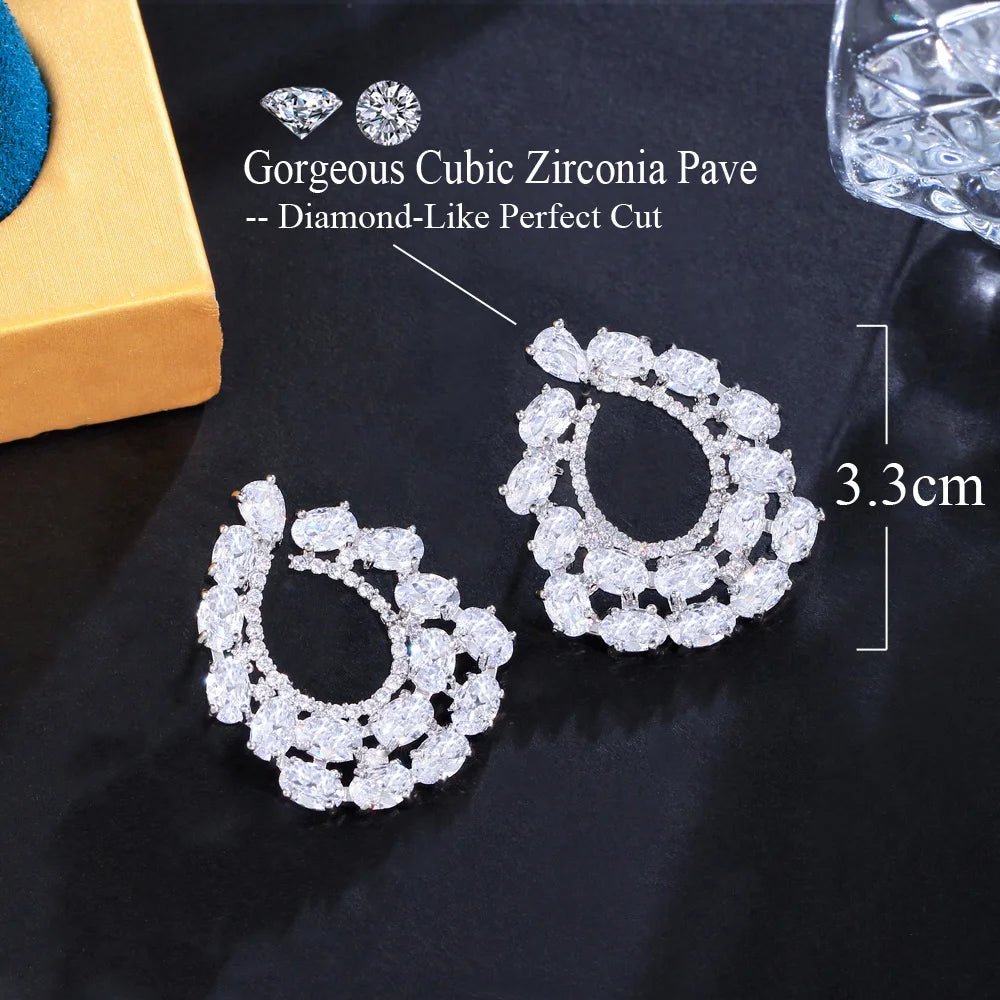 EarringsSparkling White Oval Stud Earrings CZ355 - WS JewelleryBridal EarringEarringLuxury Earring
