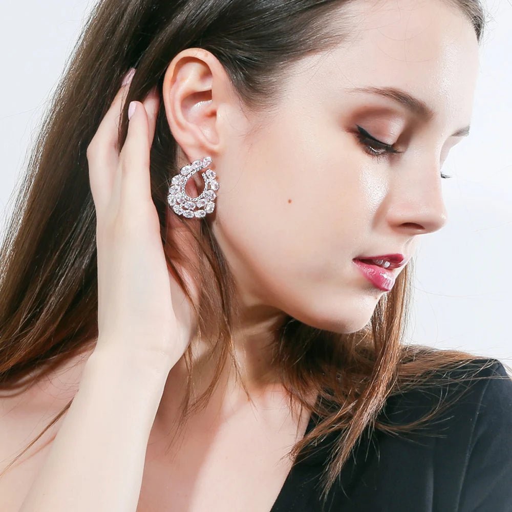 EarringsSparkling White Oval Stud Earrings CZ355 - WS JewelleryBridal EarringEarringLuxury Earring