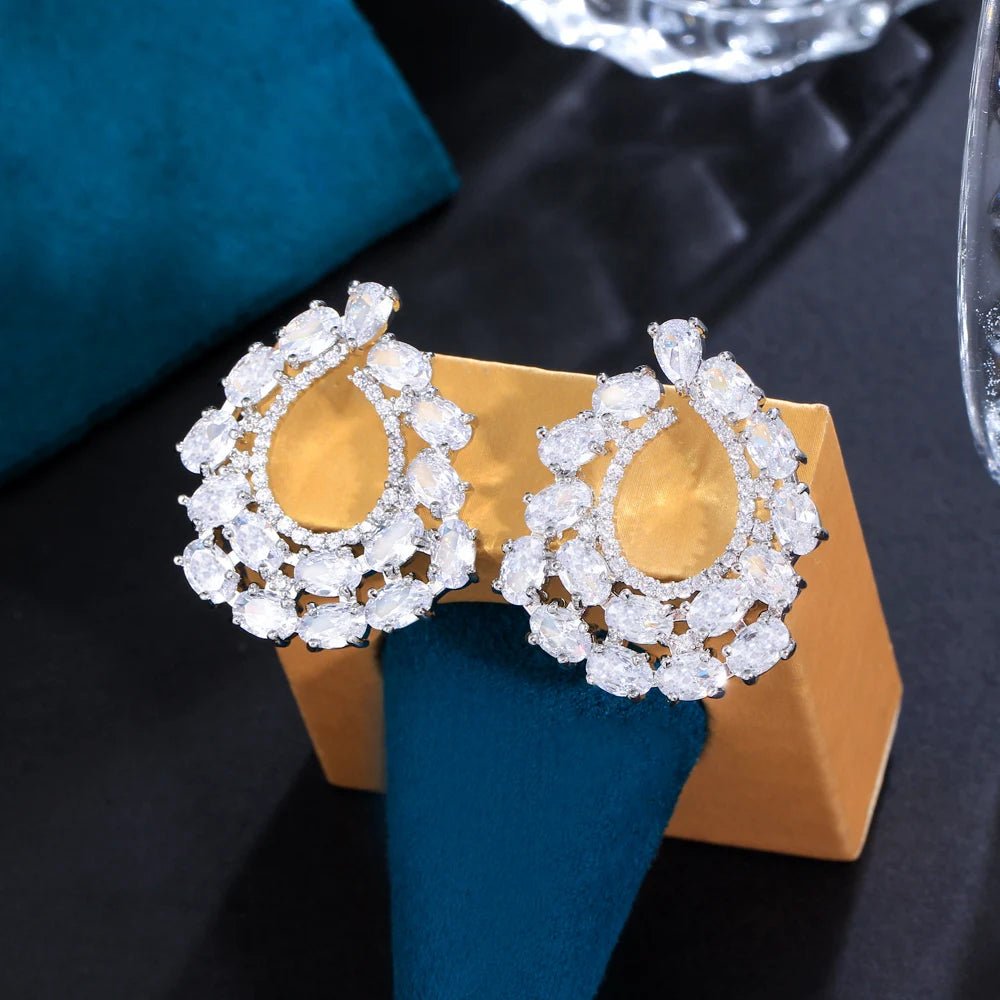 EarringsSparkling White Oval Stud Earrings CZ355 - WS JewelleryBridal EarringEarringLuxury Earring