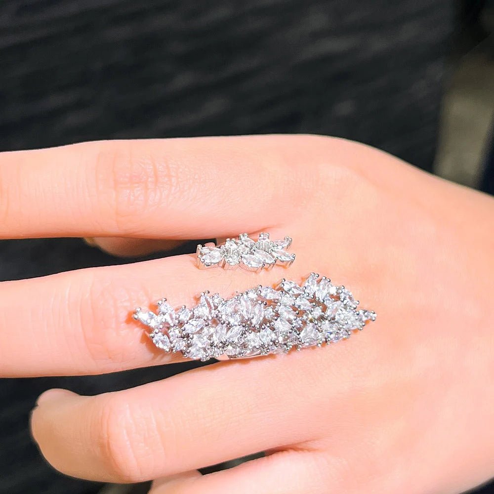 RingsSparkly Chunky Long Finger Rings R253 - WS JewelleryBridal RingCocktail RingFlower Ring