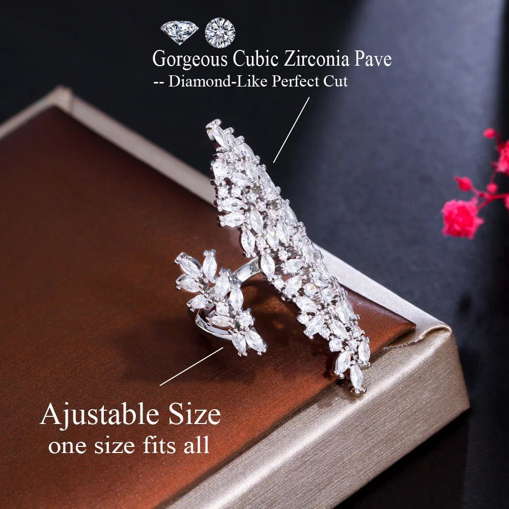 RingsSparkly Chunky Long Finger Rings R253 - WS JewelleryBridal RingCocktail RingFlower Ring