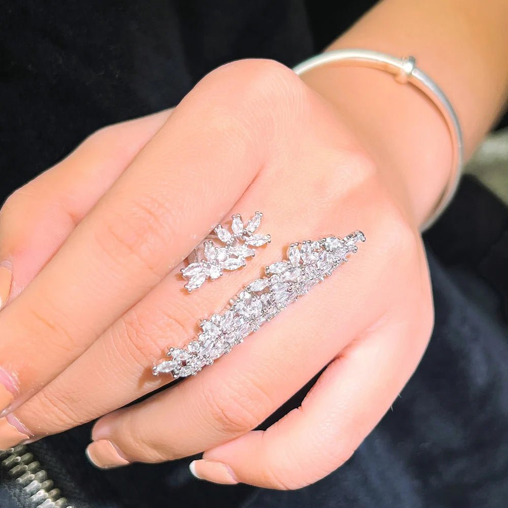 RingsSparkly Chunky Long Finger Rings R253 - WS JewelleryBridal RingCocktail RingFlower Ring