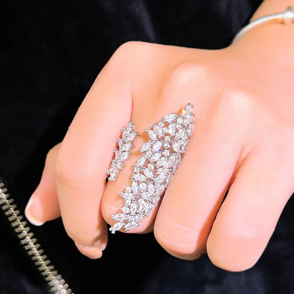 RingsSparkly Chunky Long Finger Rings R253 - WS JewelleryBridal RingCocktail RingFlower Ring