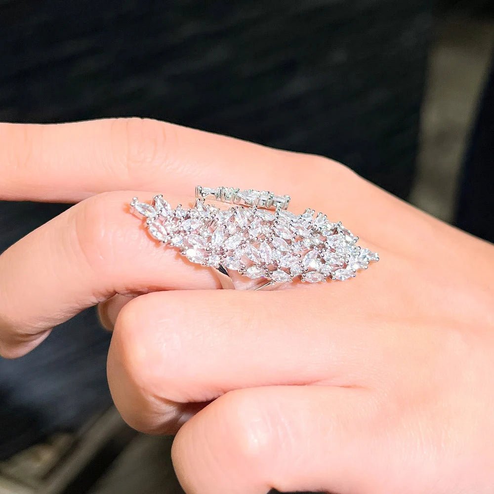 RingsSparkly Chunky Long Finger Rings R253 - WS JewelleryBridal RingCocktail RingFlower Ring