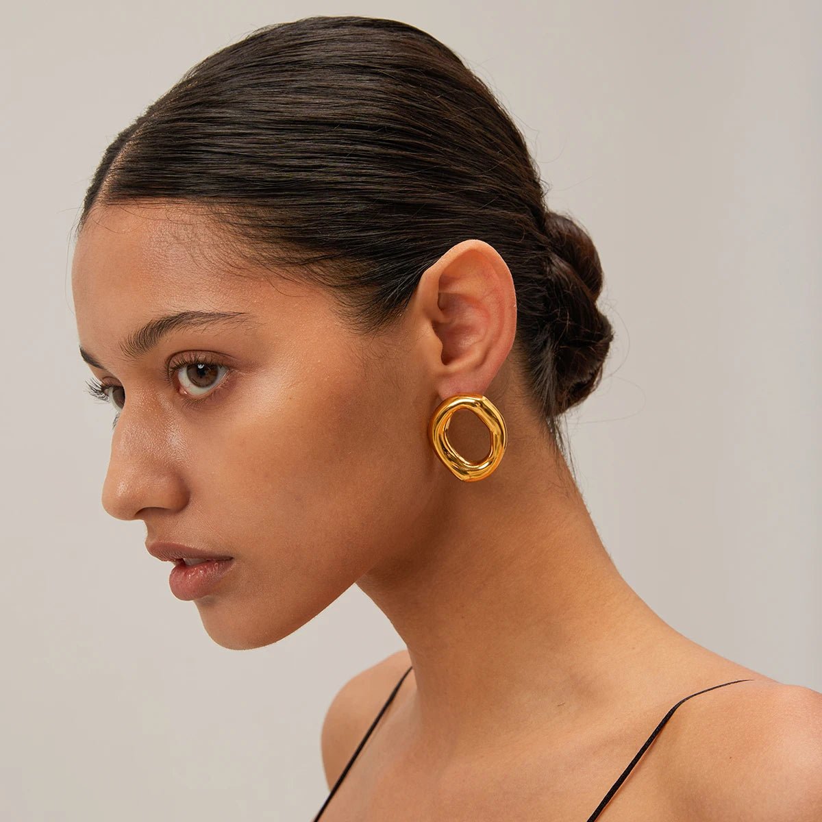 Stainless Steel 18K Gold Color Hoop Earrings - WS JewelleryStainless Steel