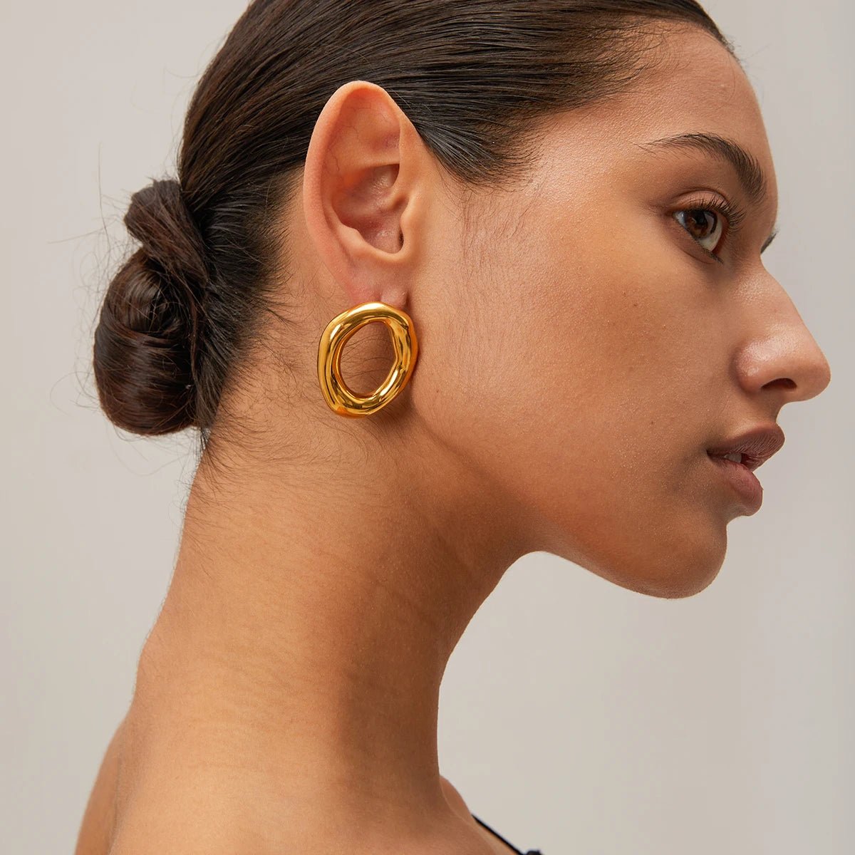 Stainless Steel 18K Gold Color Hoop Earrings - WS JewelleryStainless Steel