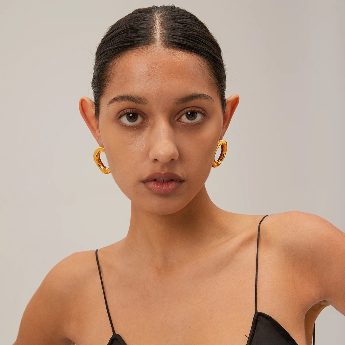 Stainless Steel 18K Gold Color Hoop Earrings - WS JewelleryStainless Steel