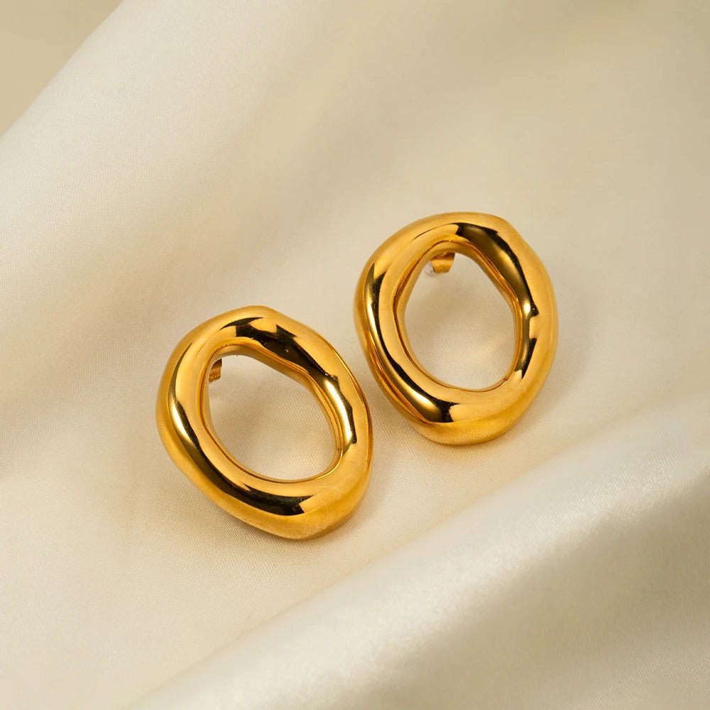 Stainless Steel 18K Gold Color Hoop Earrings - WS JewelleryStainless Steel