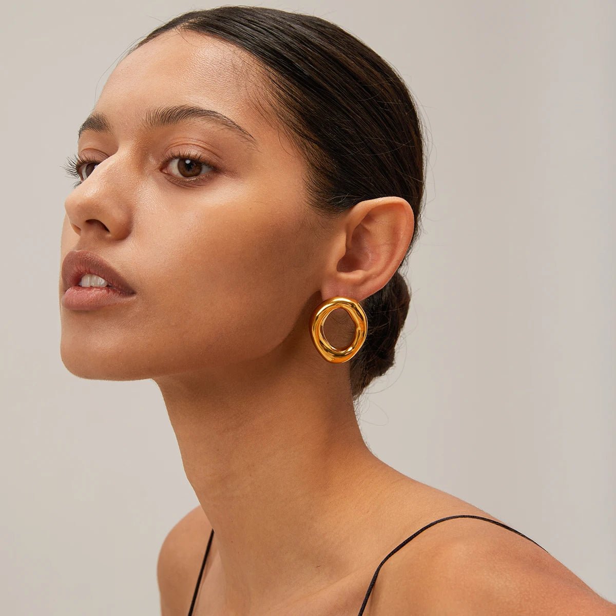 Stainless Steel 18K Gold Color Hoop Earrings - WS JewelleryStainless Steel
