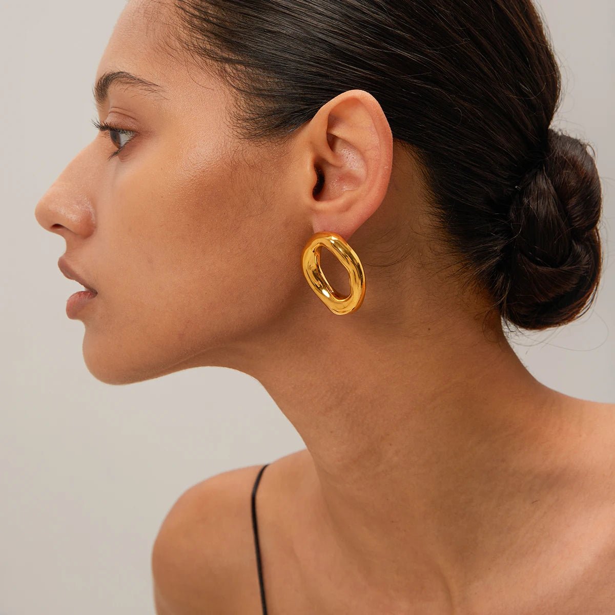 Stainless Steel 18K Gold Color Hoop Earrings - WS JewelleryStainless Steel