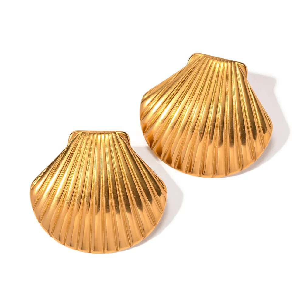 Stainless Steel Big shell Big Stud Earrings - WS JewelleryStainless Steel