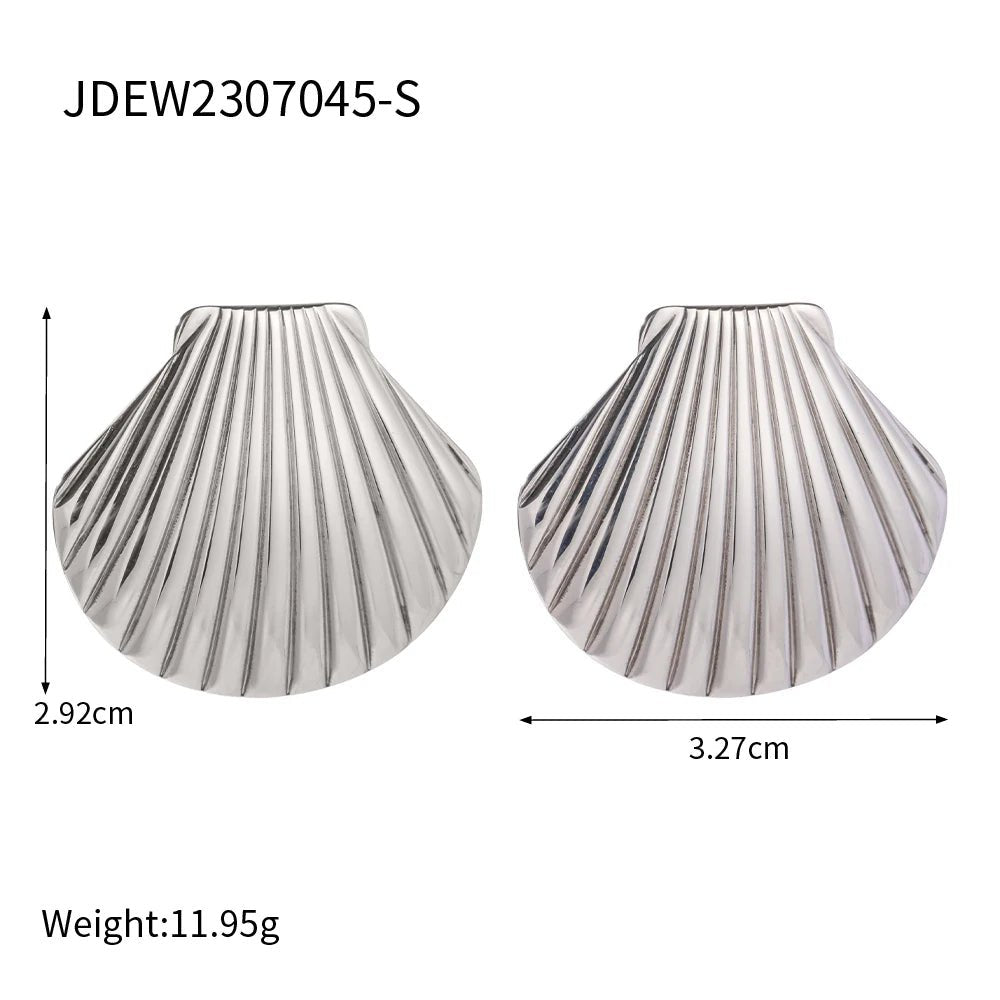 Stainless Steel Big shell Big Stud Earrings - WS JewelleryStainless Steel