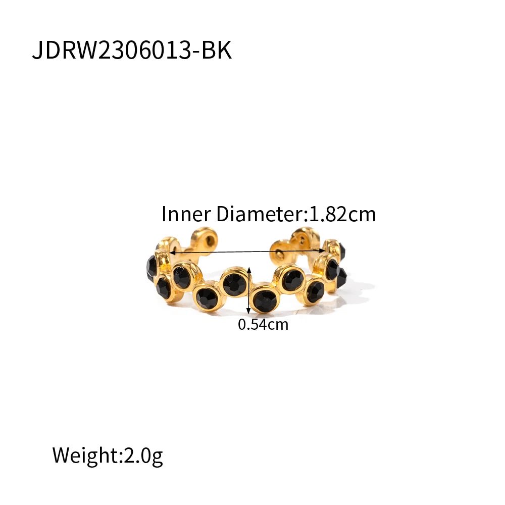 Stainless Steel Exquisite Bling Black CZ Grid Hollow Ring - WS JewelleryStainless Steel