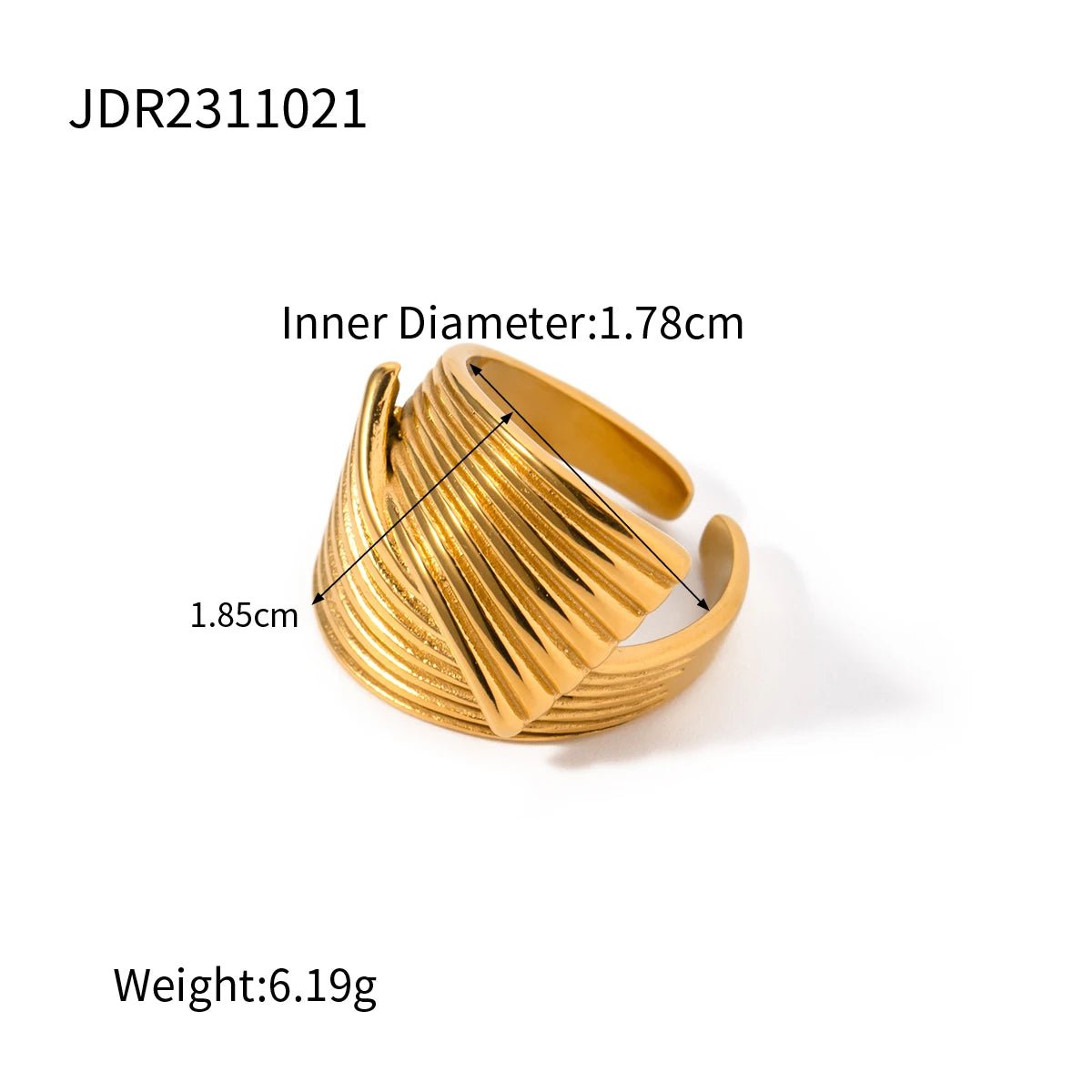 Stainless Steel Metal Geometric Golden Wide Ring - WS JewelleryStainless Steel