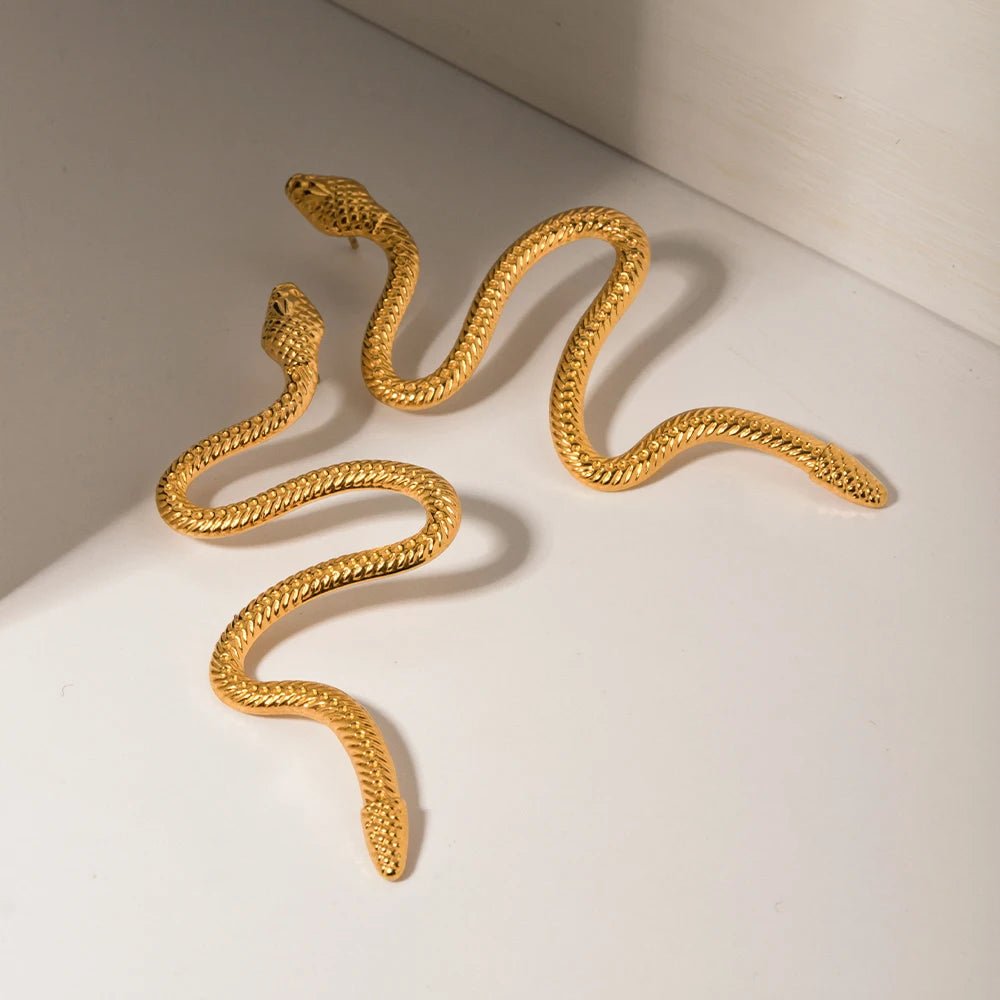 Stainless Steel Snake Unusual Metal Hoop Earrings - WS JewelleryStainless Steel