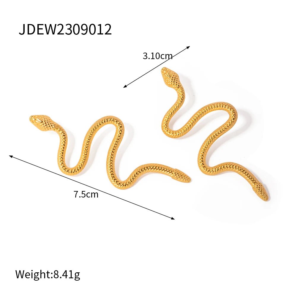 Stainless Steel Snake Unusual Metal Hoop Earrings - WS JewelleryStainless Steel