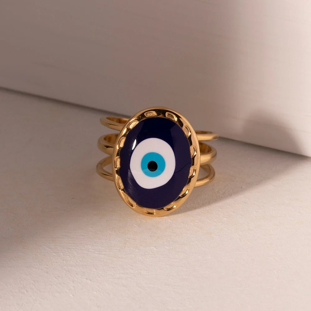 Stainless Steel Waterproof Devil's Eye Open Ring - WS JewelleryStainless Steel