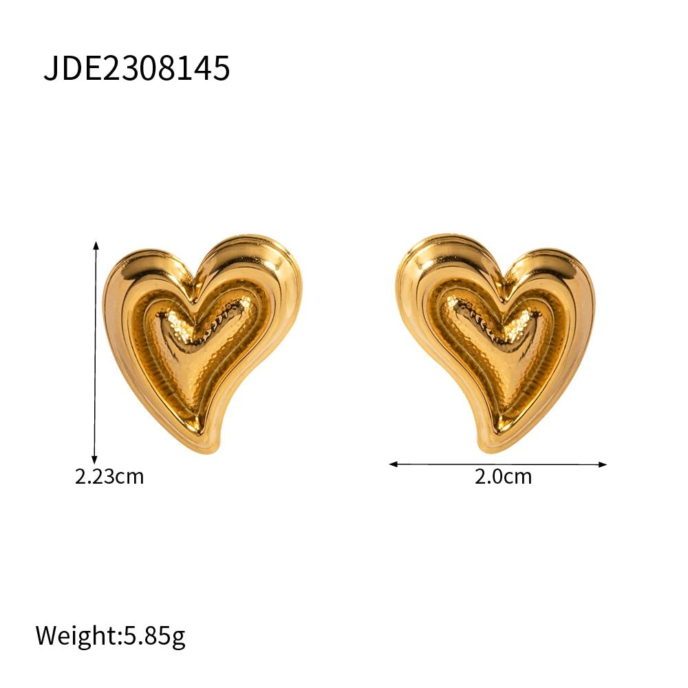 Stainless Steel Waterproof Heart Double Layer Earrings - WS JewelleryStainless Steel