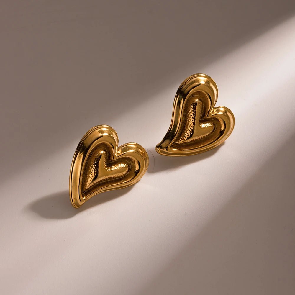 Stainless Steel Waterproof Heart Double Layer Earrings - WS JewelleryStainless Steel