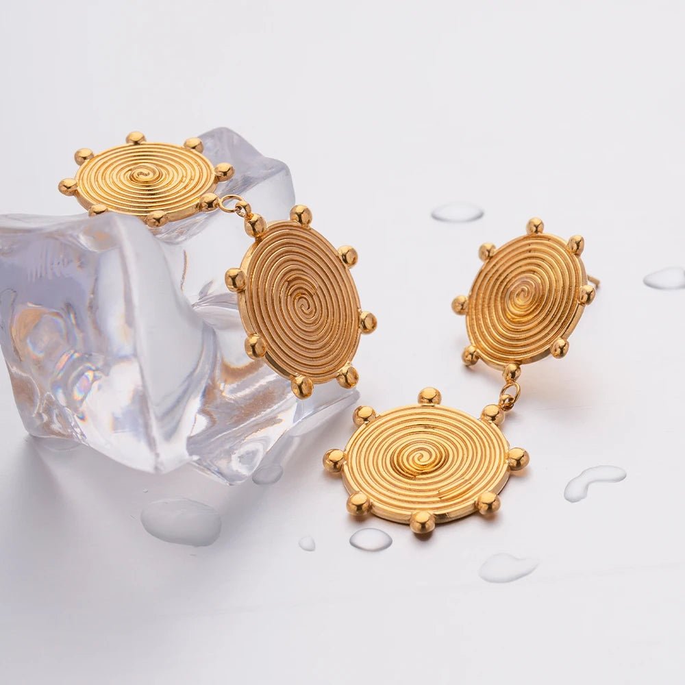 Textured Stainless Steel Metal Cast Drop Earrings - WS JewelleryStainless Steel