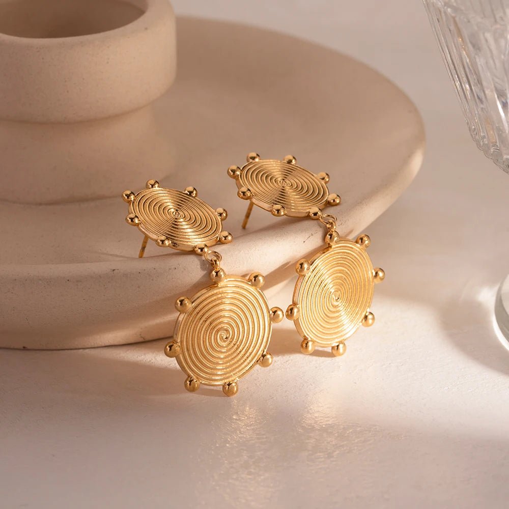 Textured Stainless Steel Metal Cast Drop Earrings - WS JewelleryStainless Steel