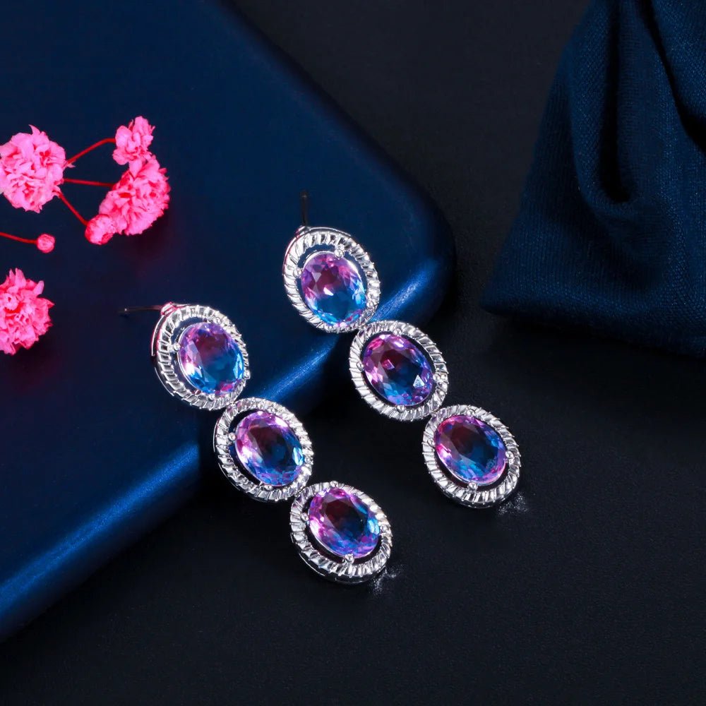 Jewellery SetTourmaline Rainbow Crystal Earring Necklace Bracelet Jewelry Sets T537 - WS JewelleryJewellery SetLuxury Jewelery Set