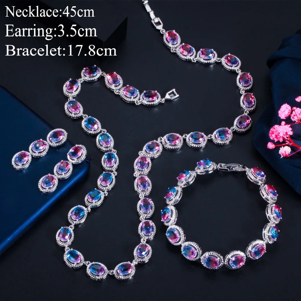 Jewellery SetTourmaline Rainbow Crystal Earring Necklace Bracelet Jewelry Sets T537 - WS JewelleryJewellery SetLuxury Jewelery Set