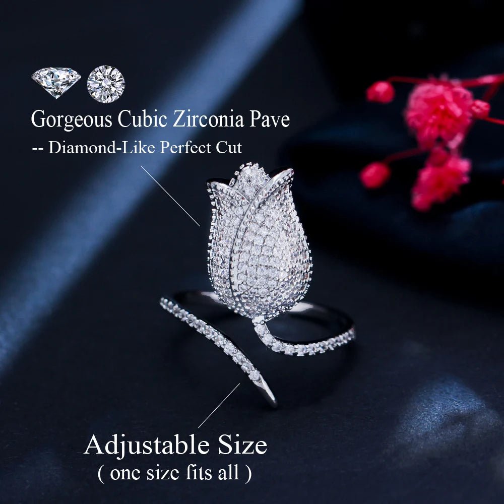 RingsTulips Flower Micropave Adjustable Ring R200 - WS Jewellerycocktailringringtulips ring