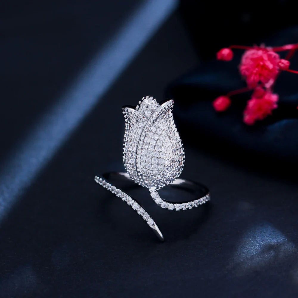 RingsTulips Flower Micropave Adjustable Ring R200 - WS Jewellerycocktailringringtulips ring