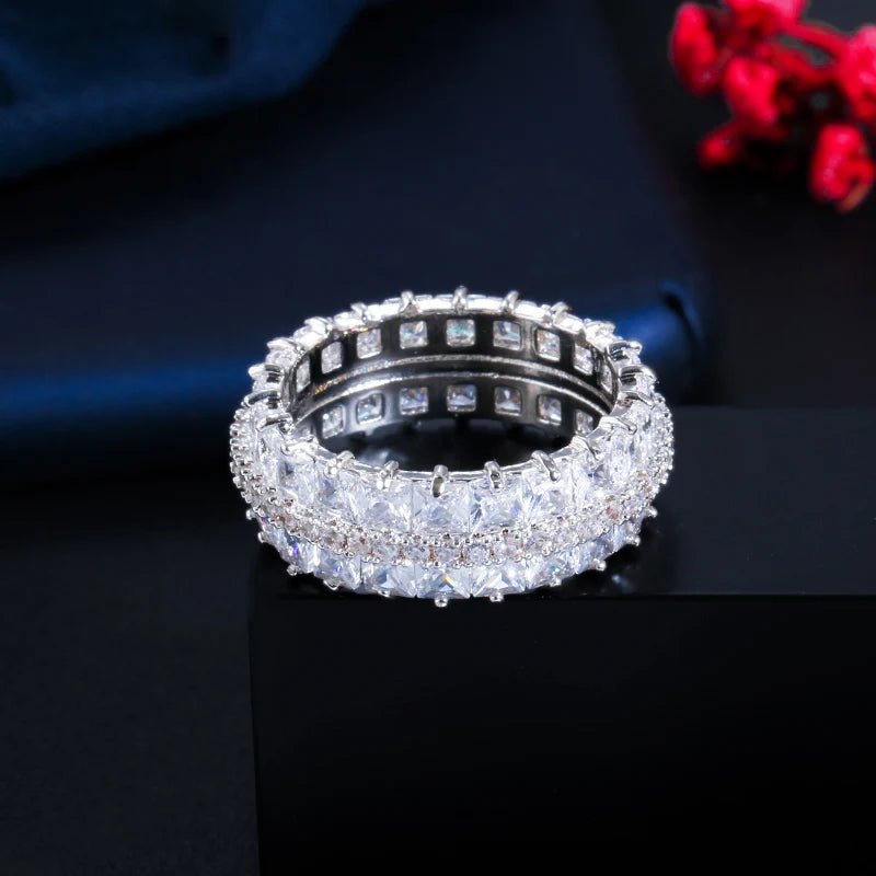 RingsTwo Line Square Pave Ring R175 - WS JewelleryBridal RingCocktail RingRing