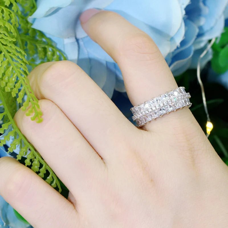 RingsTwo Line Square Pave Ring R175 - WS JewelleryBridal RingCocktail RingRing