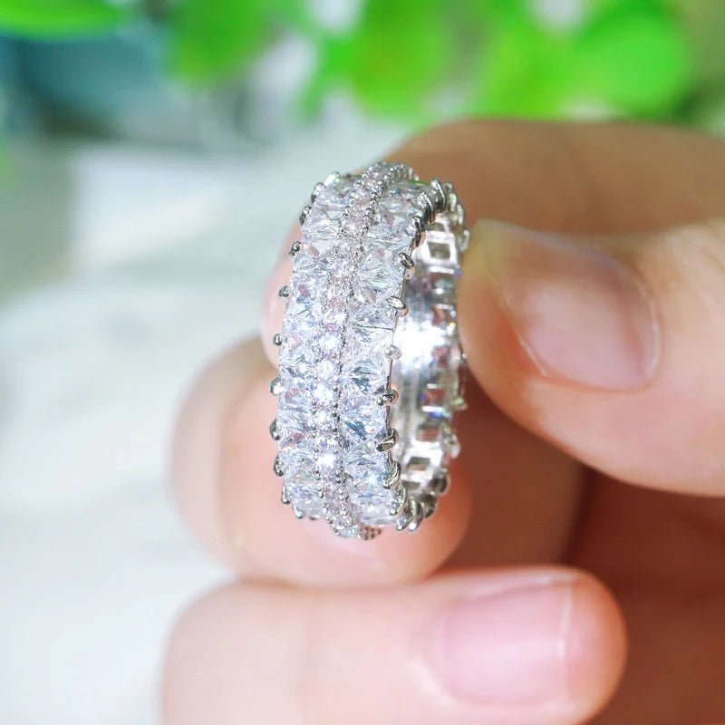 RingsTwo Line Square Pave Ring R175 - WS JewelleryBridal RingCocktail RingRing