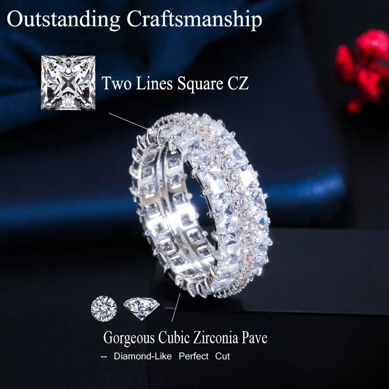 RingsTwo Line Square Pave Ring R175 - WS JewelleryBridal RingCocktail RingRing