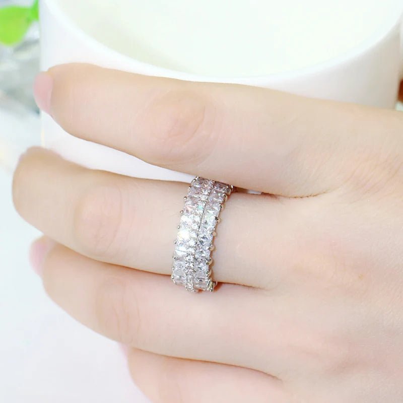 RingsTwo Line Square Pave Ring R175 - WS JewelleryBridal RingCocktail RingRing